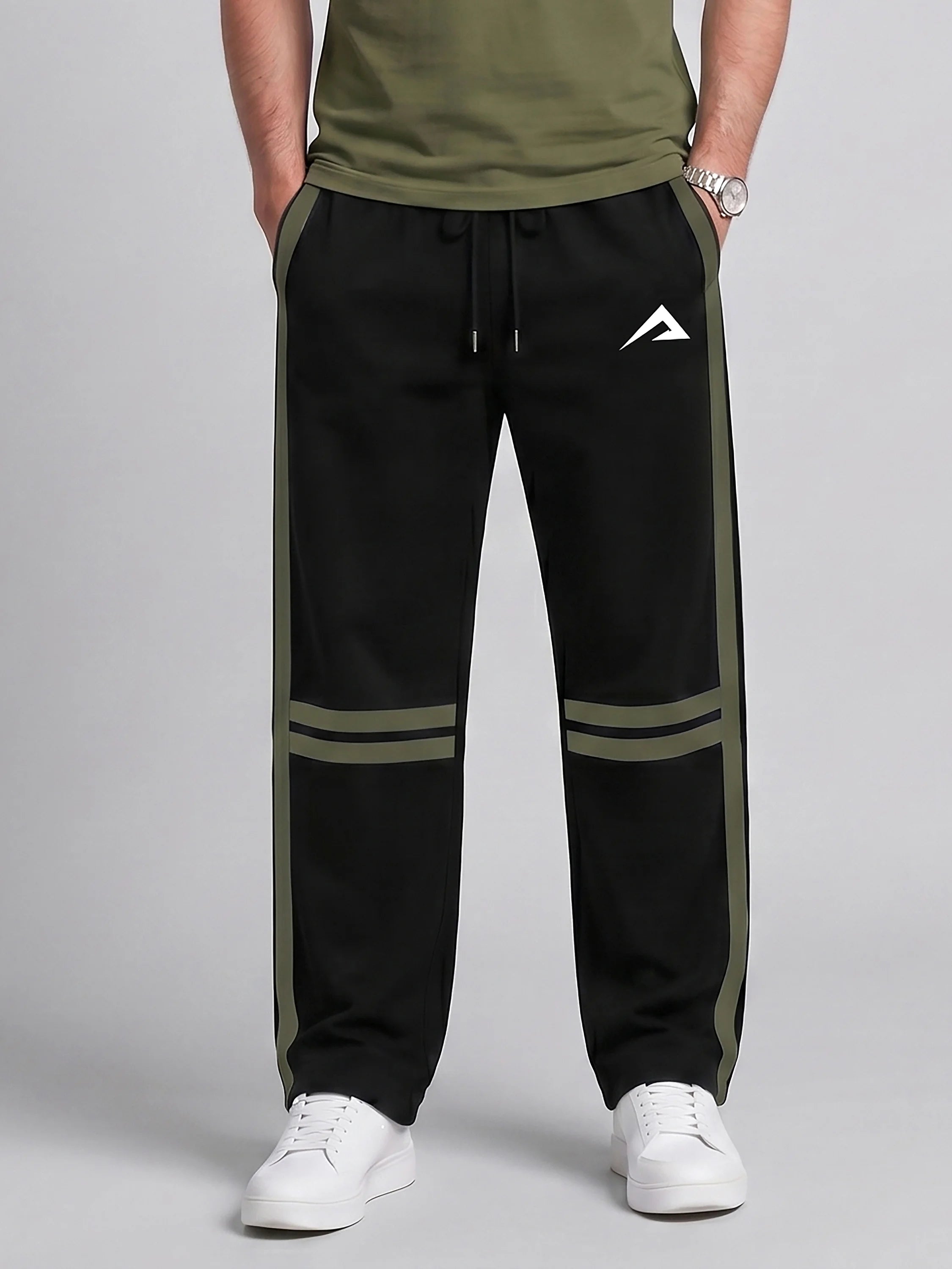 Black and Olive Streetwear Baggy Trouser