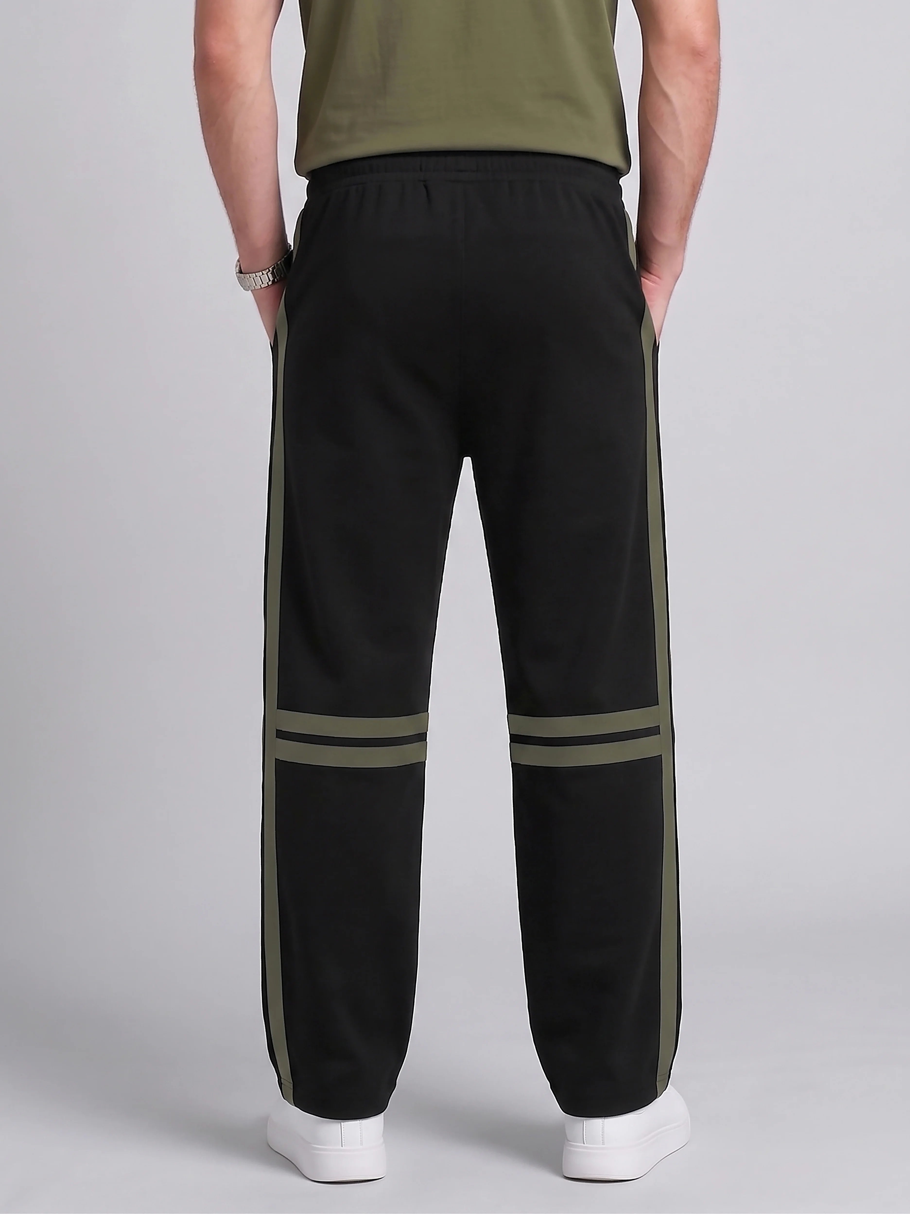 Black and Olive Streetwear Baggy Trouser