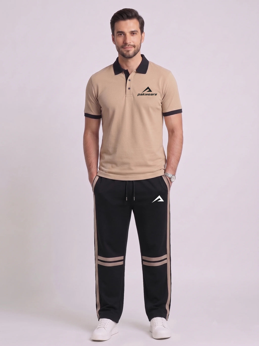 Premium Beige Polo Tracksuit