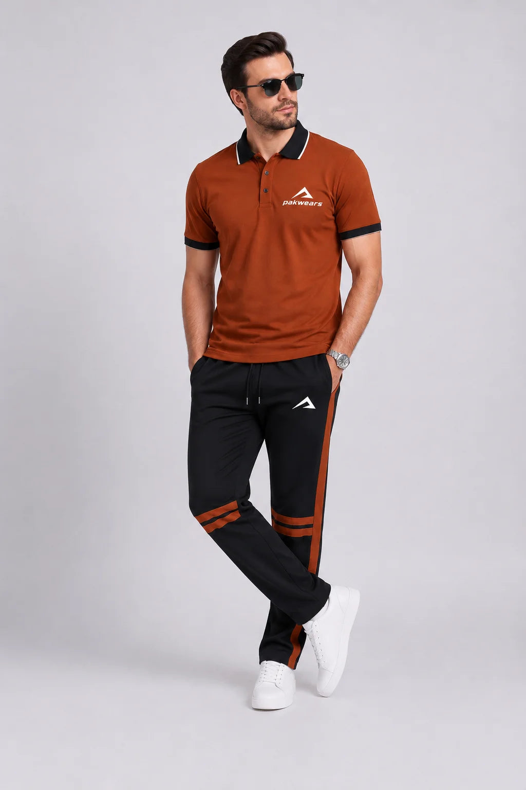 Premium Rust Brown Polo Tracksuit