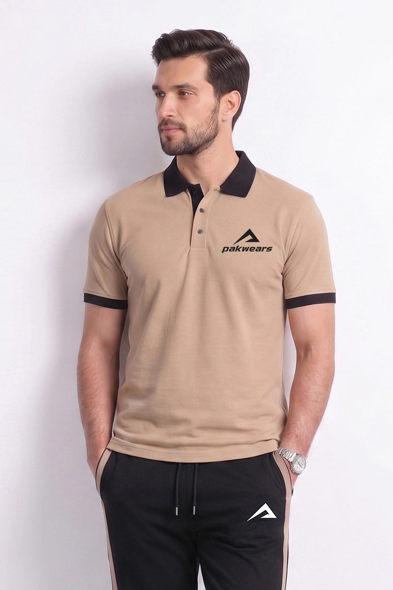 Premium Beige Casual Polo Shirt