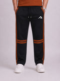 Black Athletic Trouser with Rust Brown Stripes